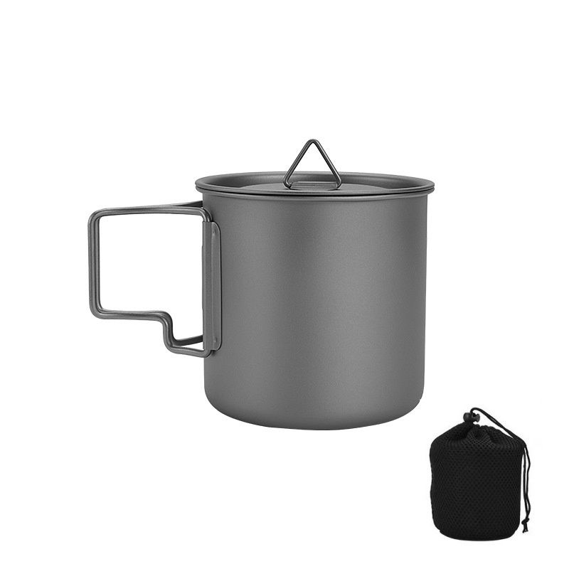 Camping Cooking Mesh - Tytanowy kubek kempingowy ze składanym uchwytem,
