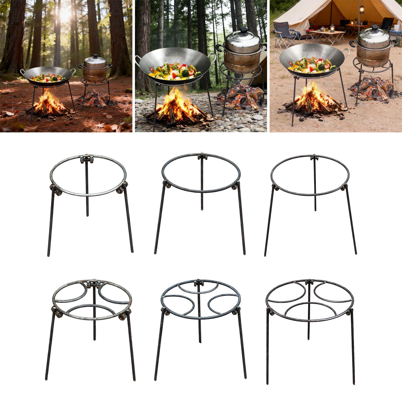Camping Cooking Wok - Stojak na ognisko, wielofunkcyjny uchwyt na