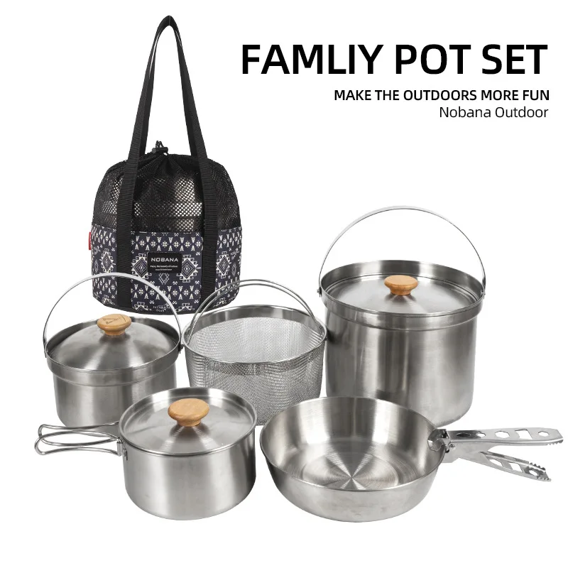 Camping Cooking Mesh - Zestaw garnków ze stali nierdzewnej na