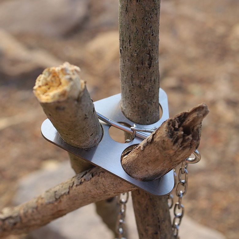Camping Cooking Tripod - Stalowy trójnóg kempingowy ze stali nierdzewnej,