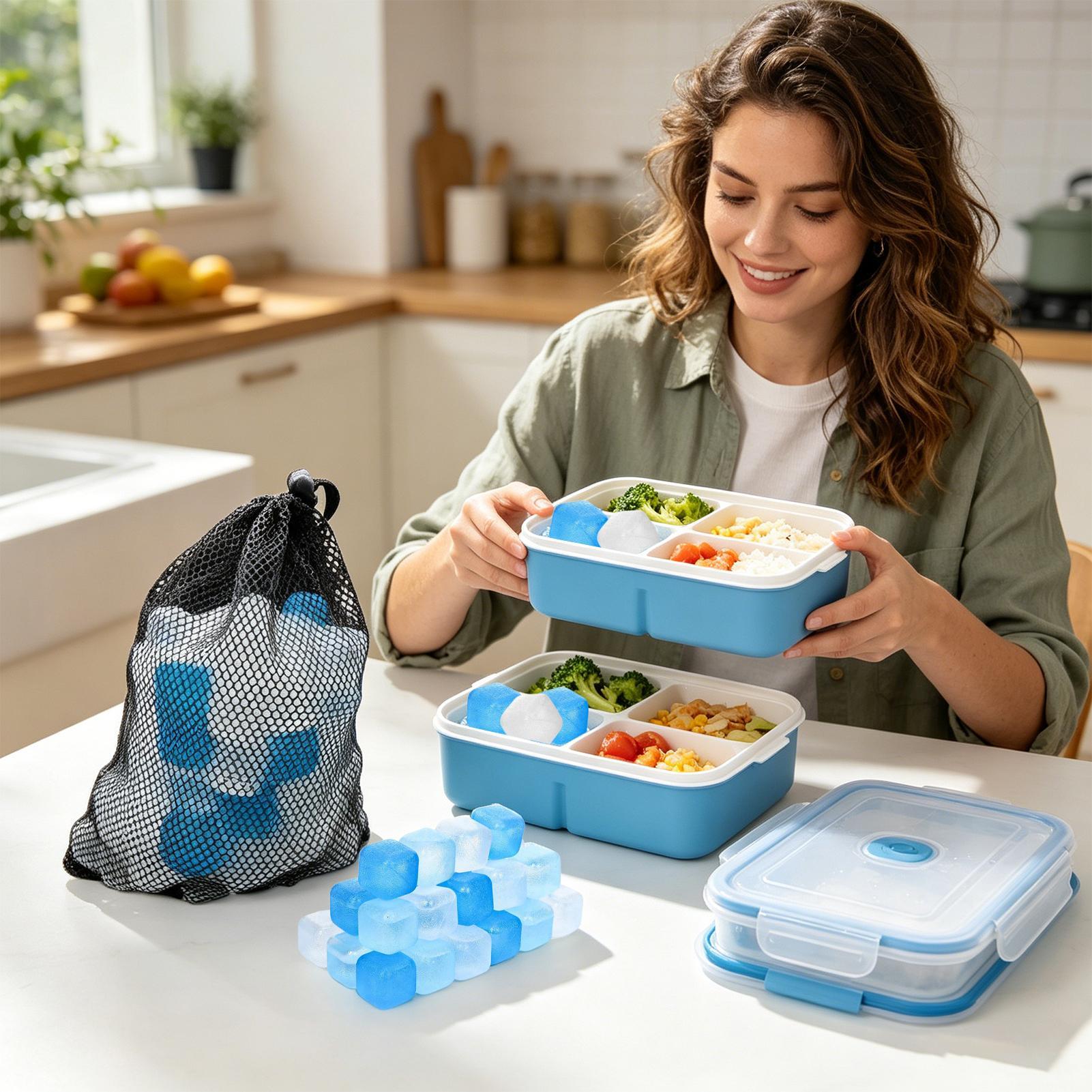 Camping Cooking Utensils - 100 sztuk Wielorazowych kostek lodu, plastikowe