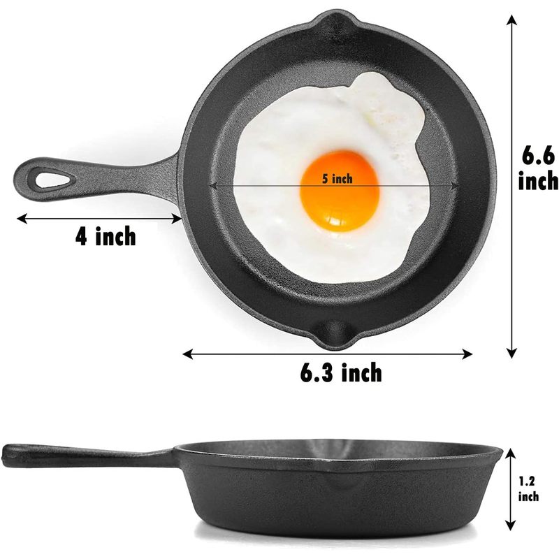 Patelnia żeliwna 6 cali, patel – Camping Cooking Frying Pan recenzja i cena